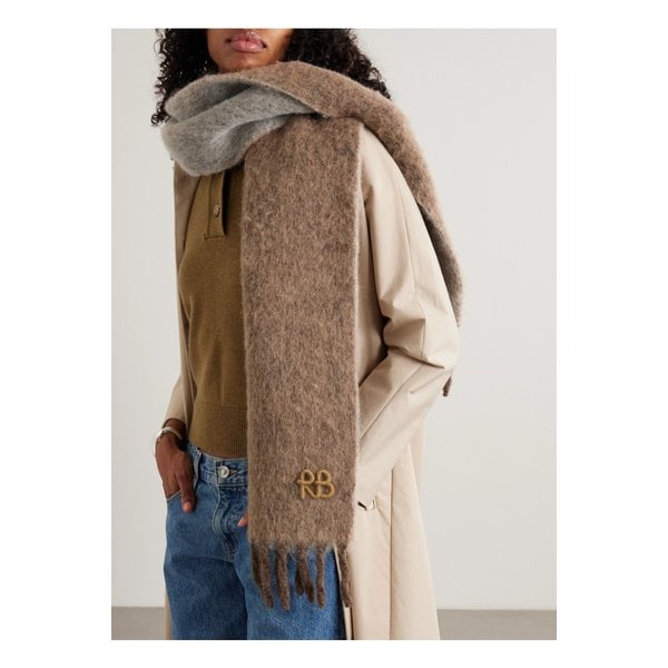 루슬란바진스키 아플리케 프린지 니트 스카프 토프 46376663162873091