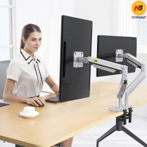 현대AV NB-G32 대형 듀얼 모니터 책상 거치대 게이밍 모니터암 32인치(2대)/대당 2~12kg 지지 실버 색상