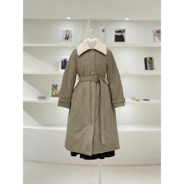 [여주점] 여성 논퀼팅 니트카라 롱 구스 다운 (L254PSG048)