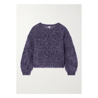 로에베 아나그램 자수 케이블 니트 모헤어 혼방 스웨터 퍼플 1647597350671023