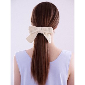 No.206 / Big Ribbon Crochet HairClip _ Cream