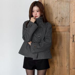 하이넥 버튼 겨울 숏 코트 ou 4207c_P440720105