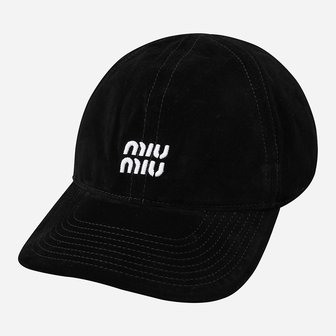 미우미우 [시흥점] 6S 5HC369 2CUA F034S 로고 벨벳 베이스 볼캡 블랙