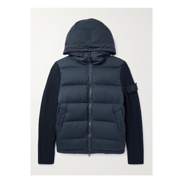 퀼팅 버진 울 트윌 후드 다운 재킷 블루 46376663162906699
