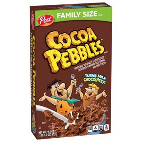 [해외직구] Post  코코아  PEBBLES  조식  시리얼  글루텐  프리  코코아  맛  크리스피  라이스  시리얼  조식  스낵  19.5온스