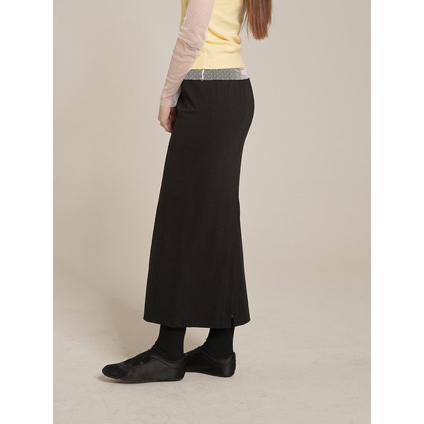 Solid Washing Long Skirt _ Black