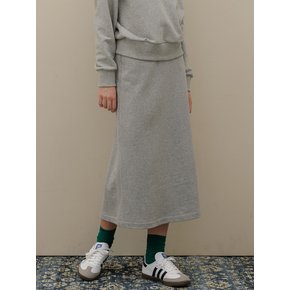 String banding cotton Long skirt_Gray