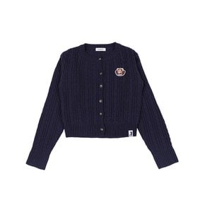 [WOMAN] LESSER PANDA FACE LOGO CABLE KNIT CARDIGAN NAVY