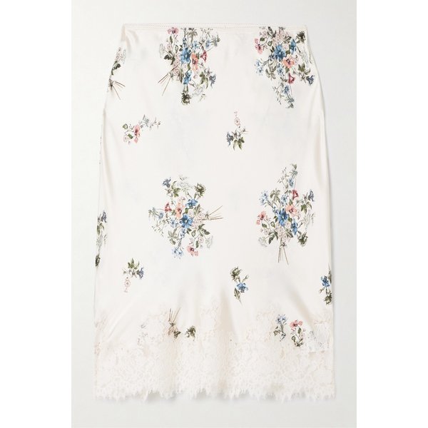 도엔 엘로웨트 레이스 트림 플로럴 실크 새틴 스커트 46376663163005202