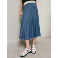 MAXI FLARED DENIM SKIRT_BLUE