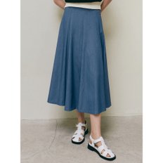 MAXI FLARED DENIM SKIRT_BLUE