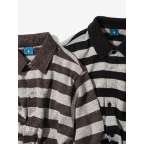 Striped collar cardigan shirt C7 2Colors