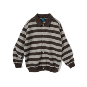 Striped collar cardigan shirt C7 2Colors