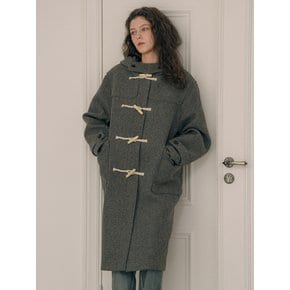 Wool midi duffle hooded coat_Charcoal