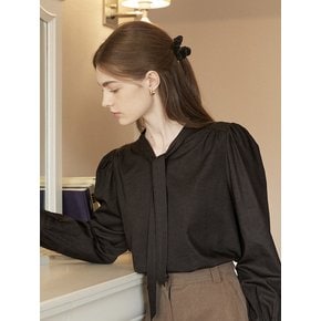 Scarf Tie Goldish Blouse - Black