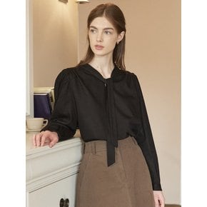 Scarf Tie Goldish Blouse - Black