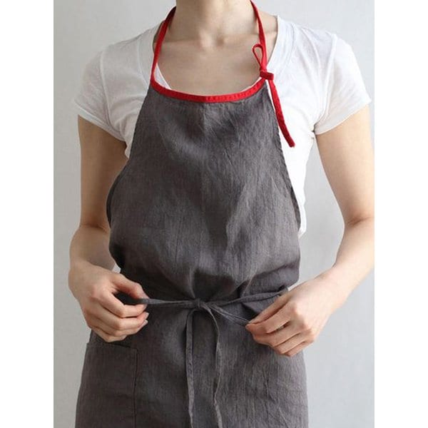 리투아니아 린넨 에이프런 앞치마 라운드넥 타입 (다크그레이)
