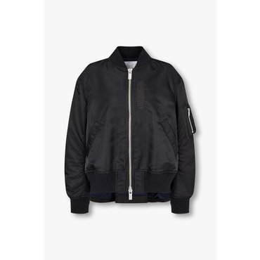 SACAI [사카이] 여성 백 플리츠 나일론 트윌 블루종 자켓 6415301100