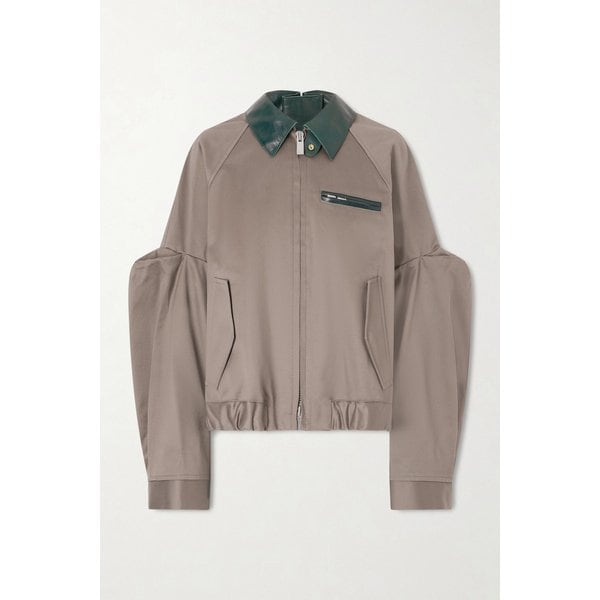 가죽 트리밍 코튼 트윌 플리츠 재킷 46376663162958866