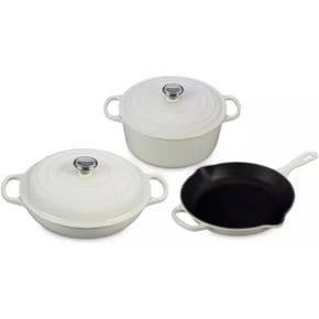 영국 르쿠르제 무쇠냄비 Le Creuset 5 Piece Cast Iron Set White 1632469