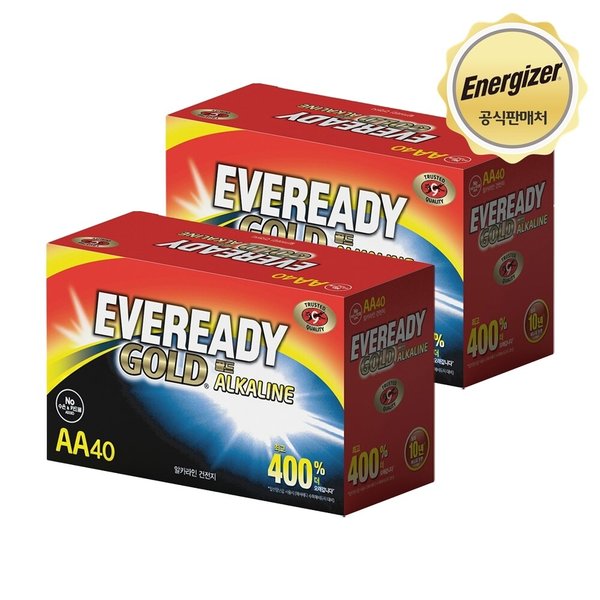 에너자이저 EVR 알카라인 건전지 AA 40입 + AA 40입 (총 80입)