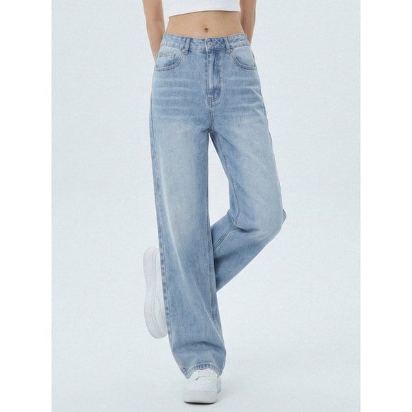 Vintage fade wide washed denim pants Light blue