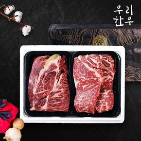 [냉장][우리한우] 1등급 한우 구이세트 4호 600g (등심+채끝/각 300g)