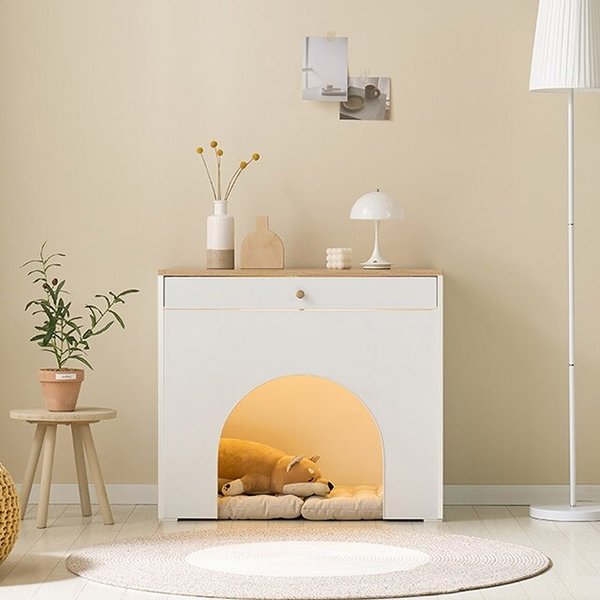 LED 벽난로 연출 거실장 콘솔 80cm P0000NTU