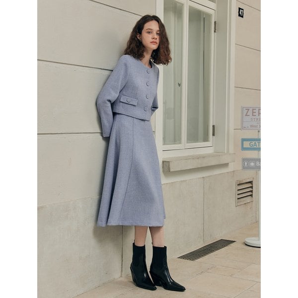 [2컬러] [세트] 솔리드 트위드 자켓 & 스커트
