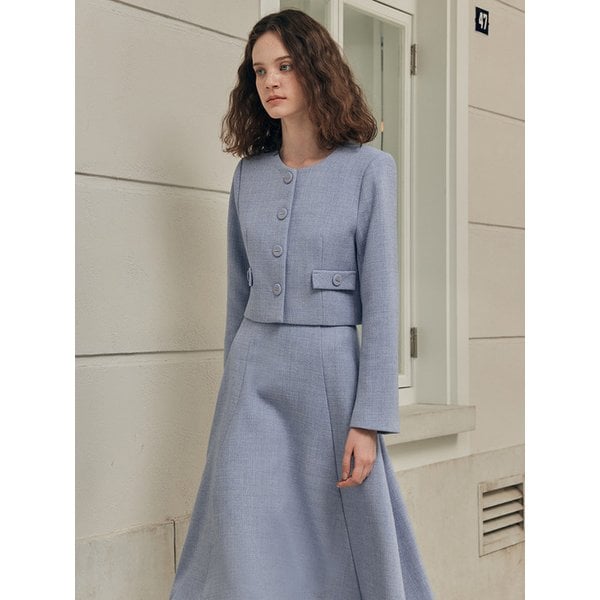 [2컬러] [세트] 솔리드 트위드 자켓 & 스커트