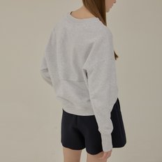 V-neck loose fit sweat shirt_Light gray