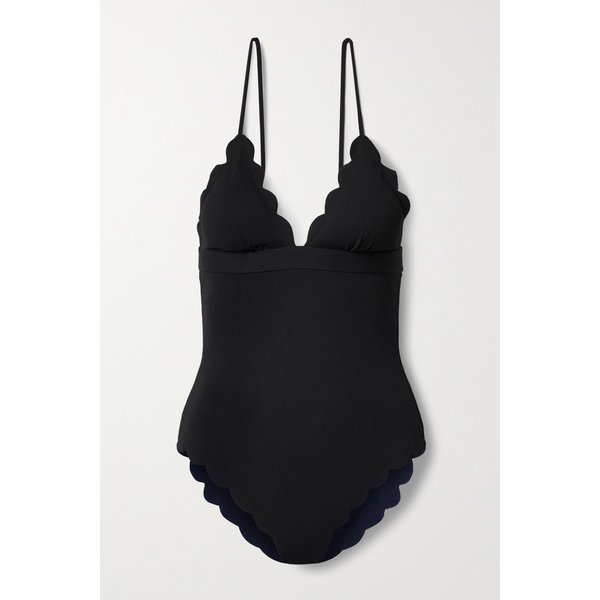 Santa Clara Maillot Scalloped Stretch-crepe Swimsuit 블랙