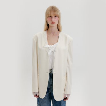 EENK Lace-Trim Blazer - Ivory