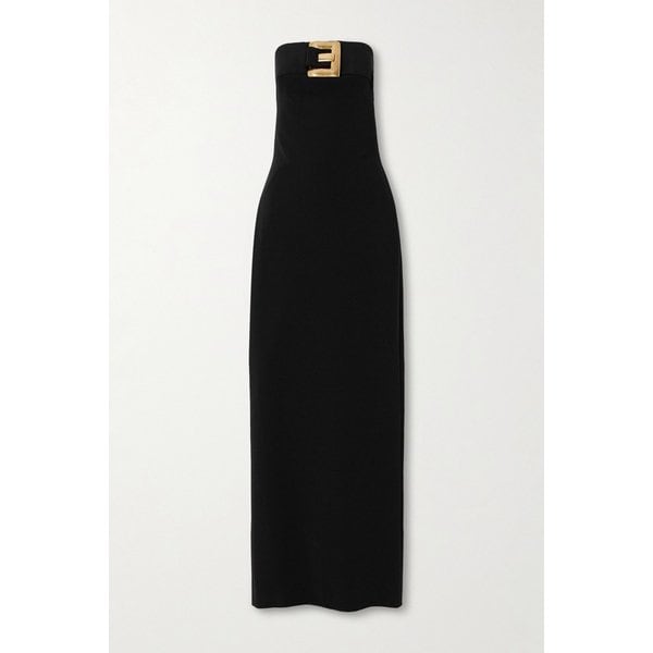 버클 장식 저지 뷔스티에 미디 원피스 46376663162945950