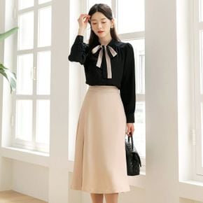 라우 핀턱 플레어 스커트_P328202235