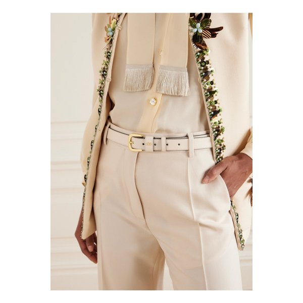 브이로고 가죽 벨트 오프 화이트 1647597353595840