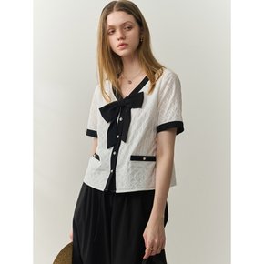 WD bow ribbon shirt jacket