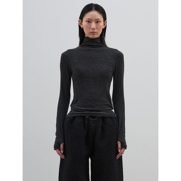 VEN STRIPE TURTLE-NECK T-SHIRT