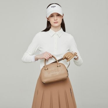 BOSS GOLF 클래식 레더 토트 파우치백 WOMAN CAMEL