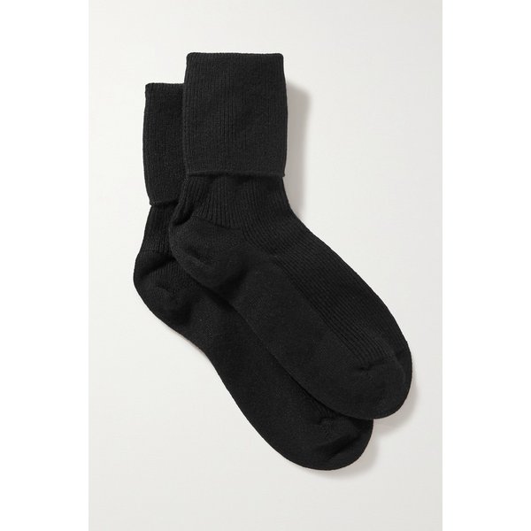 존스톤스 오브 엘긴 골지 캐시미어 혼방 양말 블랙 1647597327950887