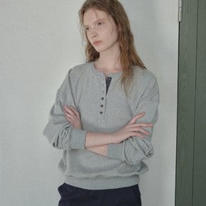 Waffle check henley sweatshirt [TIFA05LT07]_Melange