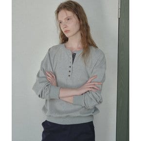 Waffle check henley sweatshirt [TIFA05LT07]_Melange
