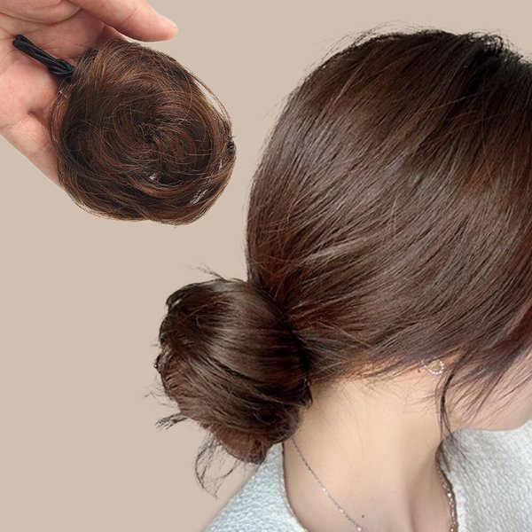 [언니네 가발] 똥머리 집게핀 가발(생머리) (라이트브라운)