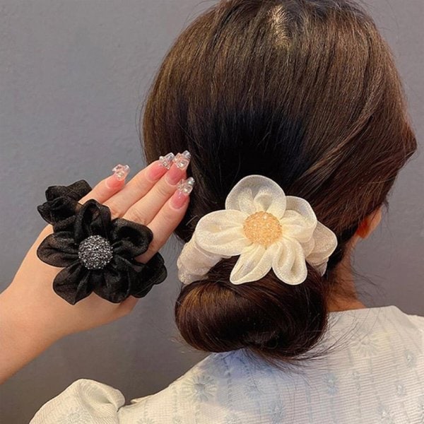 [옷자락] 여성 큐빅볼 반짝 펄 레이스 곱창끈 머리끈