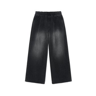 웨스트 그랜드 블러바드 레트로 러프 와이드 밴딩 데님 팬츠 SAND BLACK