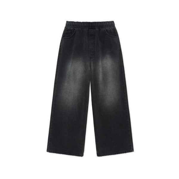 레트로 러프 와이드 밴딩 데님 팬츠 SAND BLACK