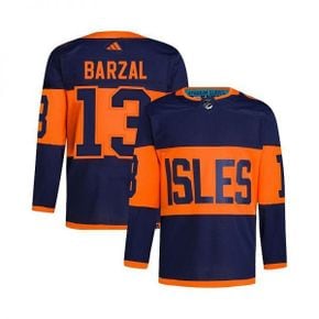 맨즈 Mathew Barzal 네이비 뉴욕 아일랜더스 2024 NHL 스타디움 Series 어센틱 플레이