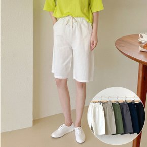 코린 린넨 밴딩 5부 팬츠 6color 남녀공용 3단계 사이즈 와이드핏 여름 데일리 반바지