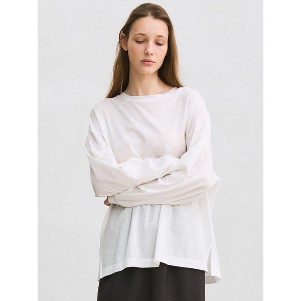 sheer long sleeve T-shirt (white)