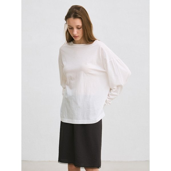 sheer long sleeve T-shirt (white)